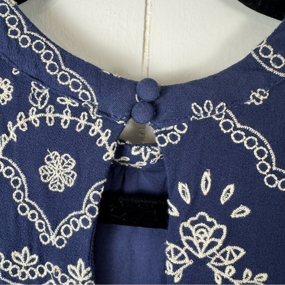 Penelope Rose Navy Blue Embroidered Boho Dress XL 3/4 Sleeve - Picture 5 of 7